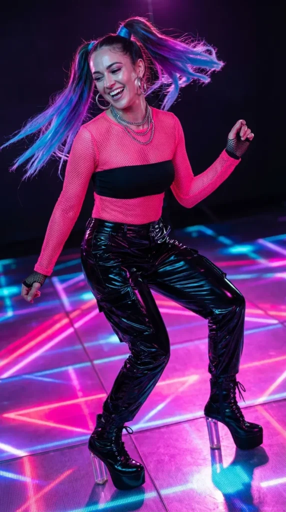 Mesh rave y2k outfit pink