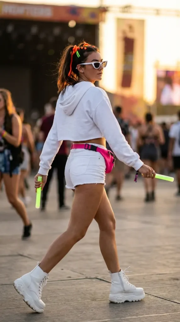 Monochrome white y2k rave outfit