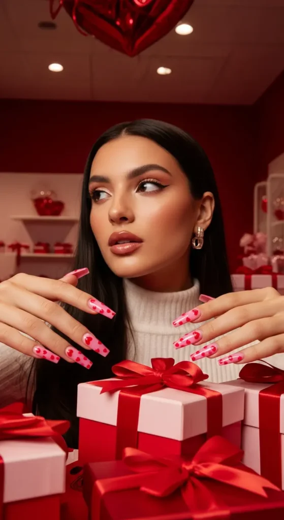 Ombré pink Valentine nails