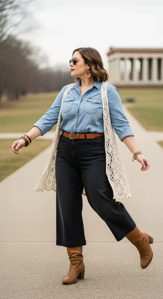 Plus size denim Nashville outfit