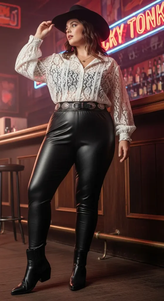 Plus size leather country look