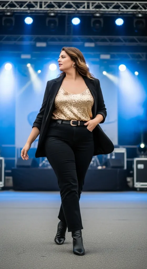 Plus size sequin concert outfit