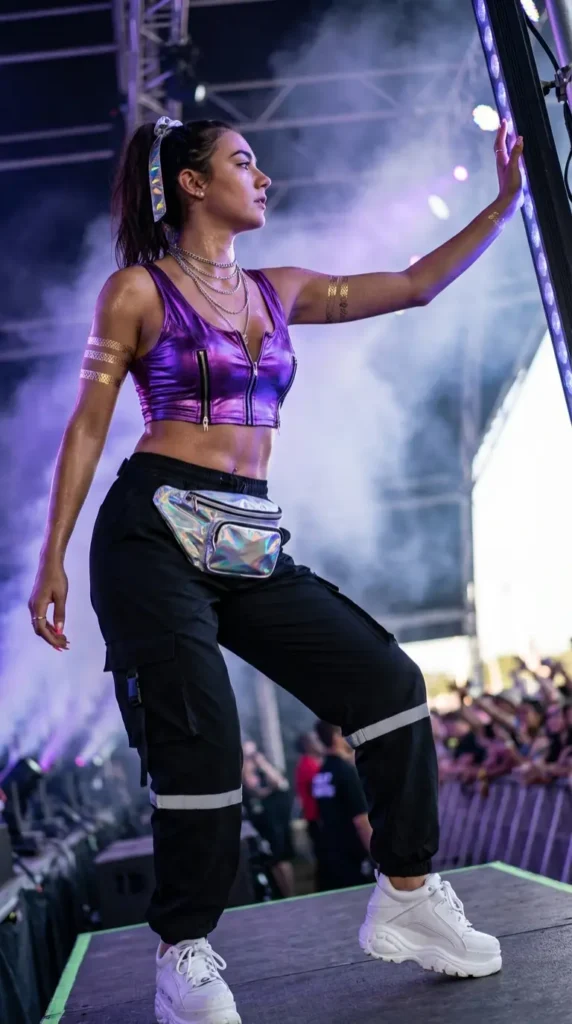 Rave crop top y2k metallic