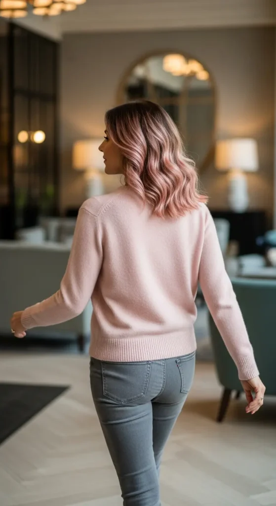 Rose gold balayage mature women