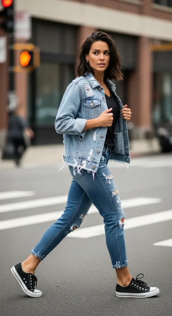 distressed denim grunge outfit