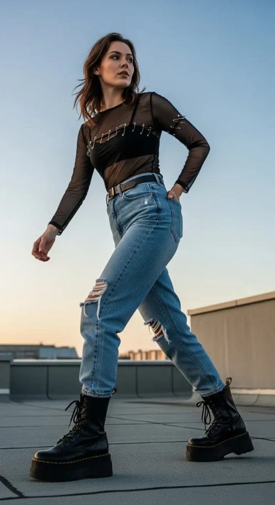 punk grunge mesh outfit