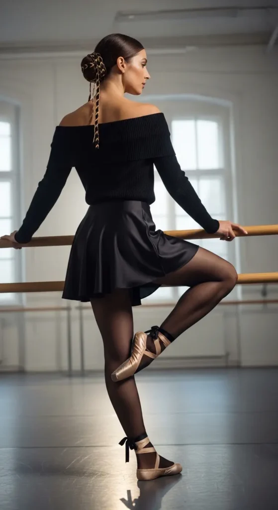 Black satin coquette skirt