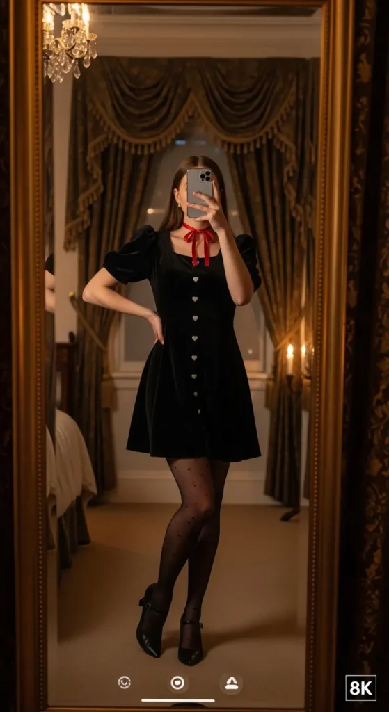 Black velvet coquette dress