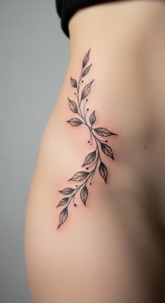 Branch hip tattoo