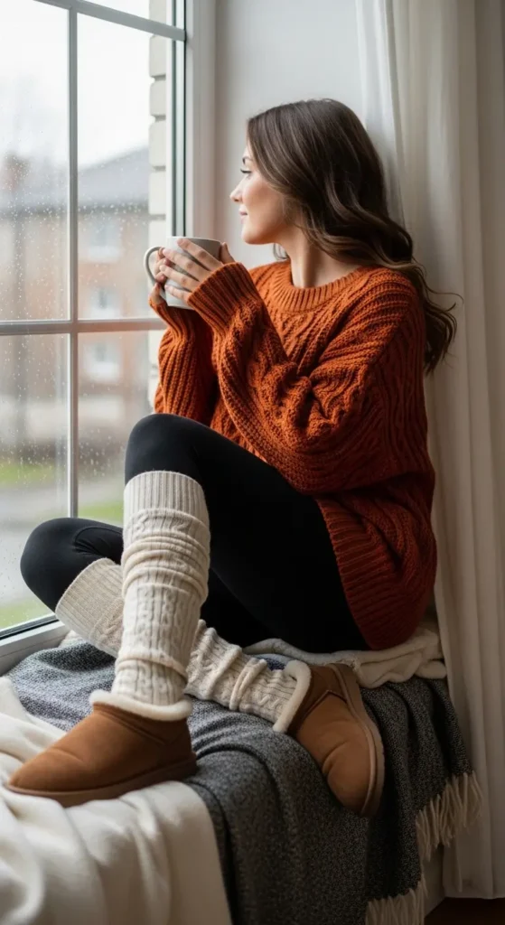 Cozy sweater sleepover outfit