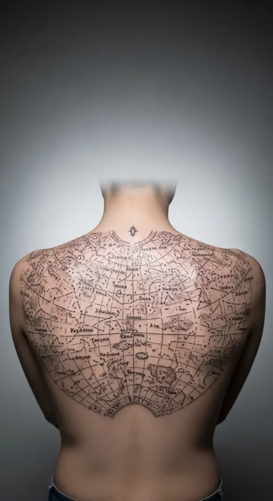 Custom star map tattoo