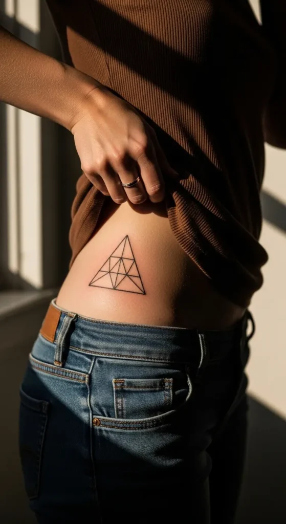 Geometric hip tattoo