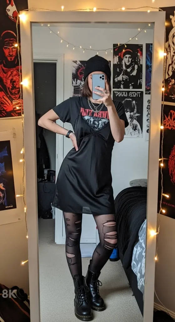 Grunge coquette slip dress