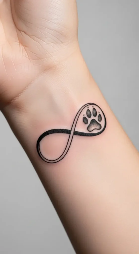 Infinity paw print tattoo
