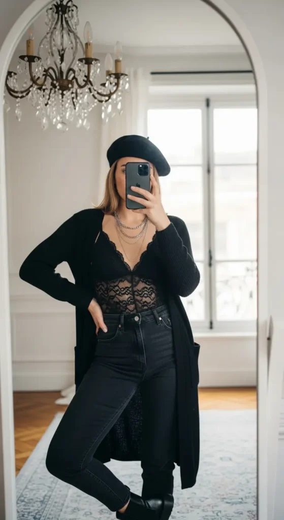 Lace coquette bodysuit outfit