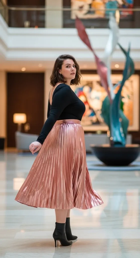 Metallic pleated birthday outfit