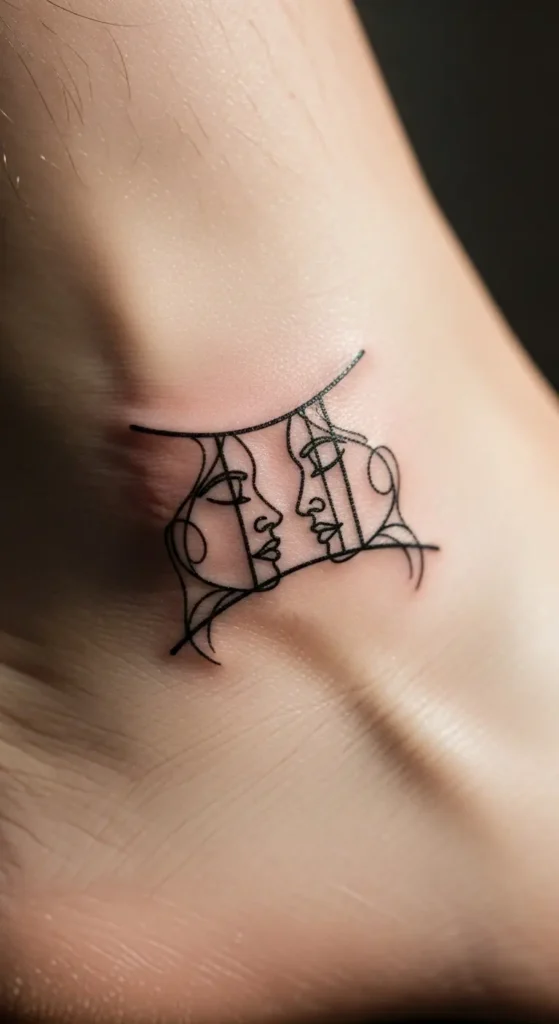 Minimalist line art tattoo