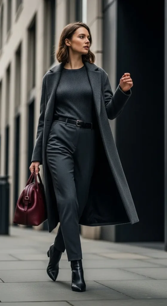 Monochrome rainy day look