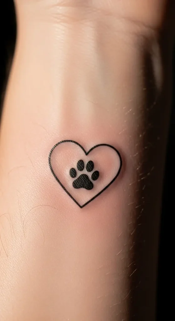 Paw heart tattoo wrist