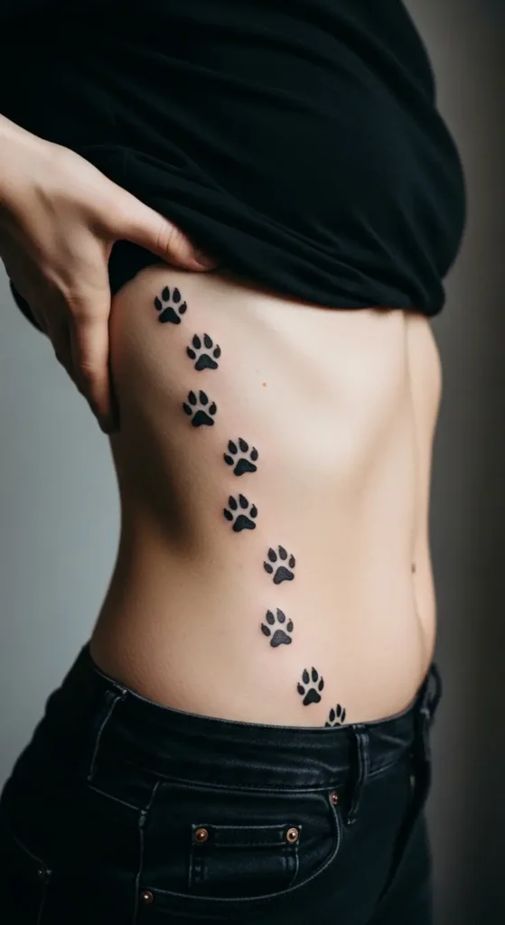 Paw print trail tattoo