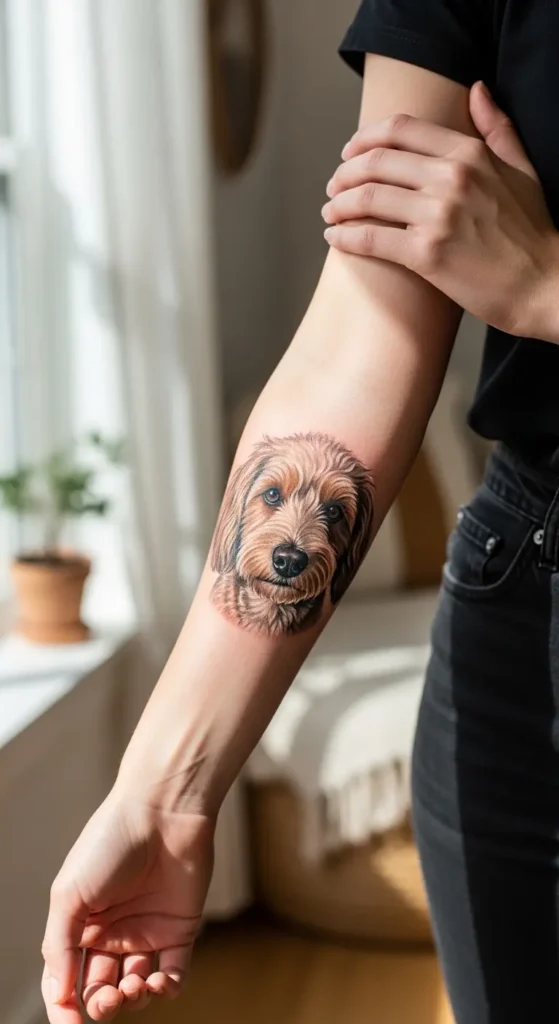 Realistic pet portrait tattoo