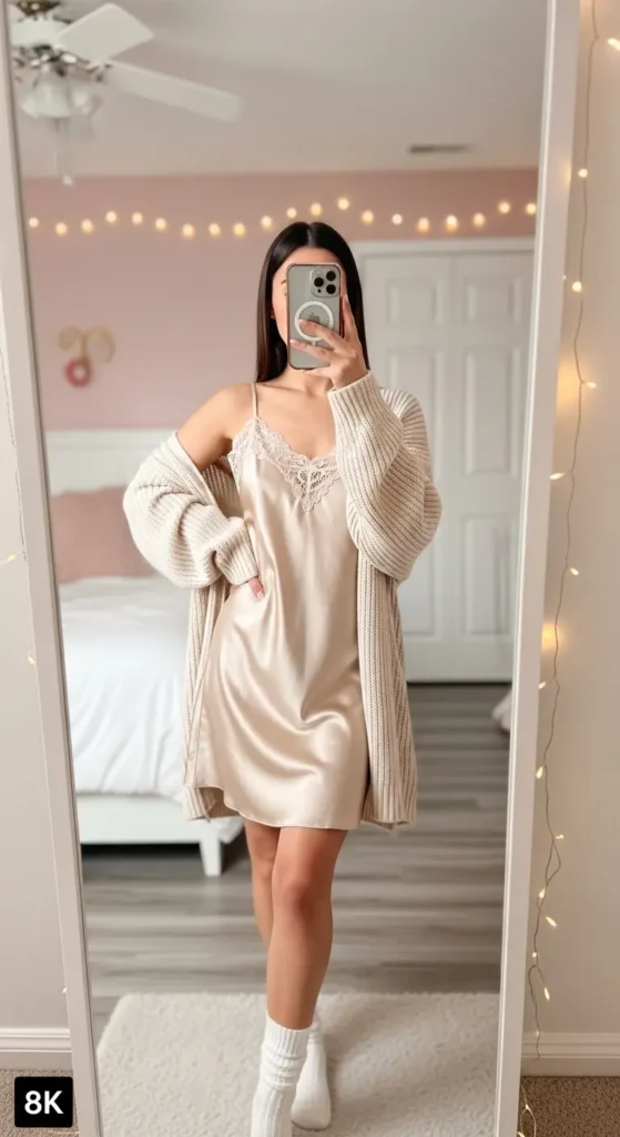 Silk slip dress sleepover