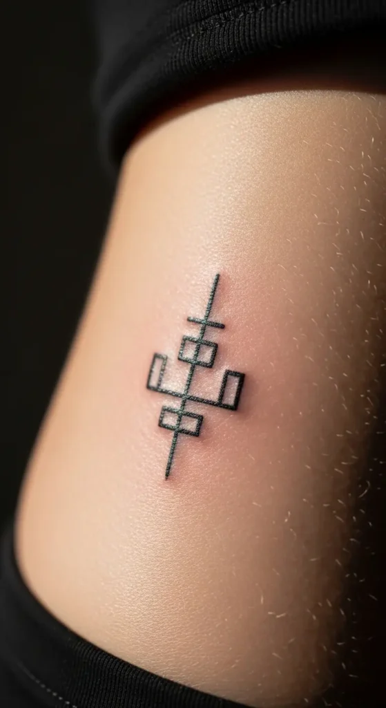 Small hip symbol tattoo