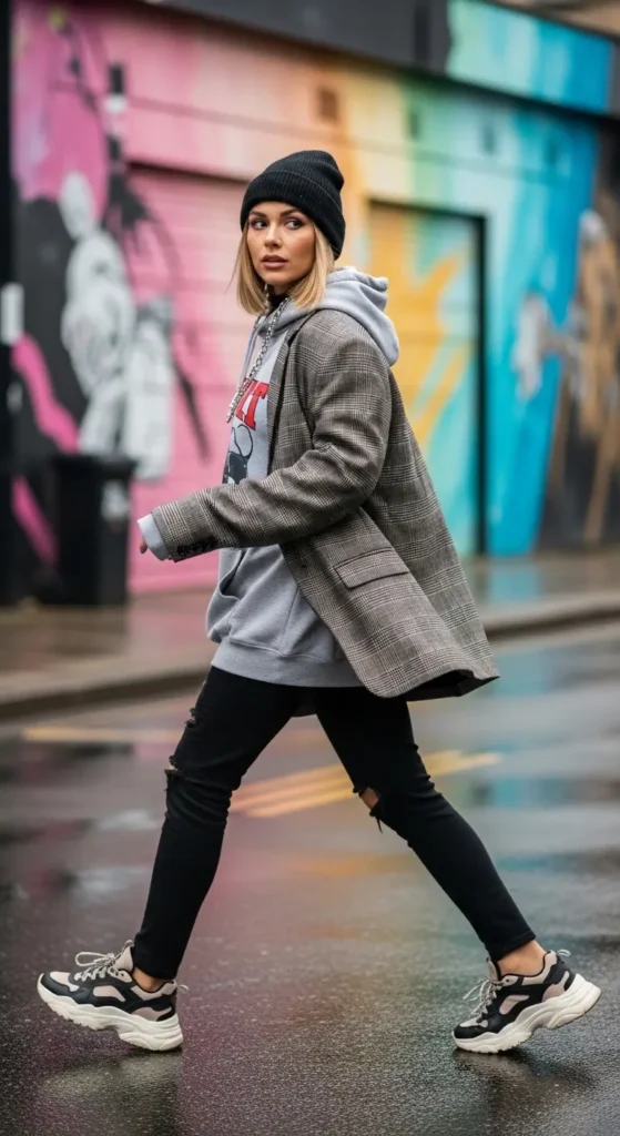Street style rainy outfit