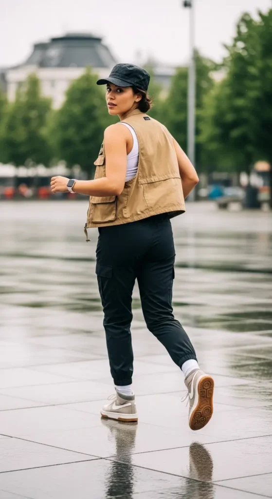 Utility vest rain outfit