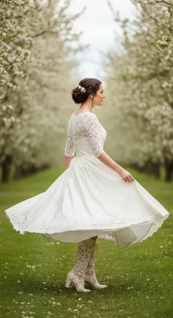 Victorian bridal lace boots