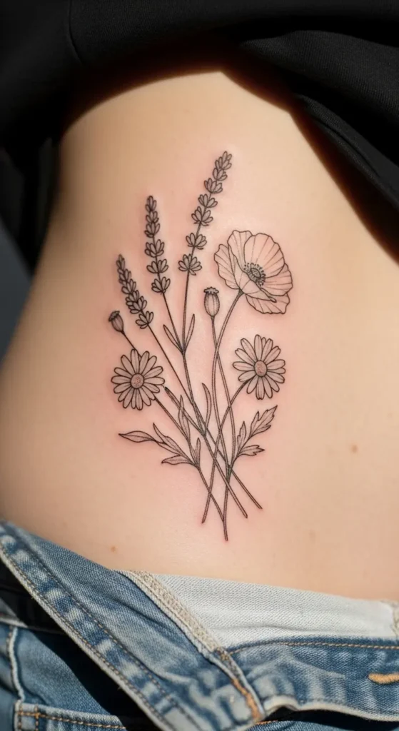 Wildflower hip tattoo