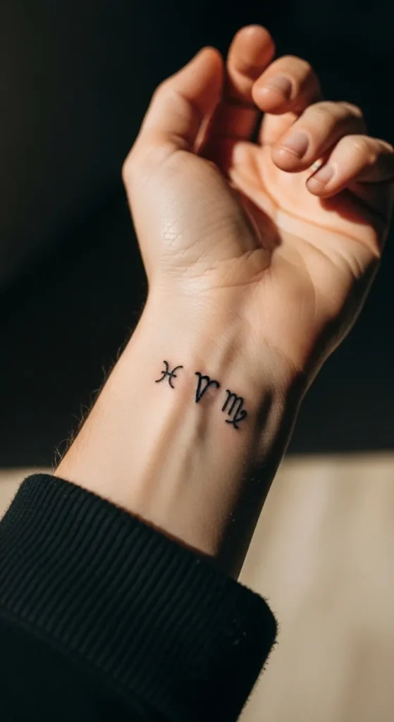 Zodiac glyph cluster tattoo