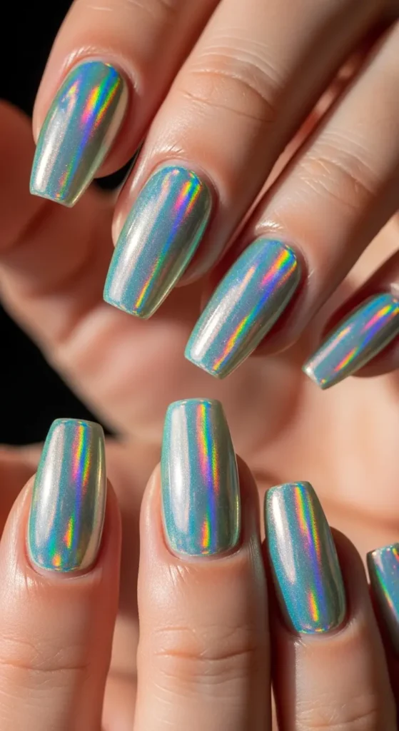 holographic icy nails inspiration