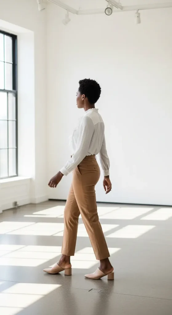 ruffled blouse spring outfit Black women