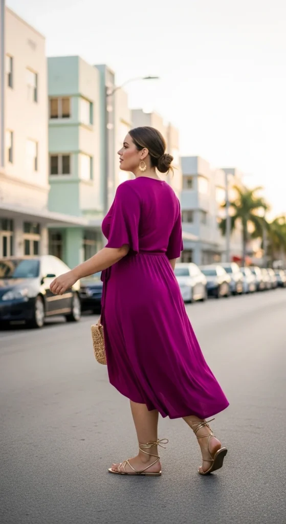 Plus size Miami wrap dress outfit