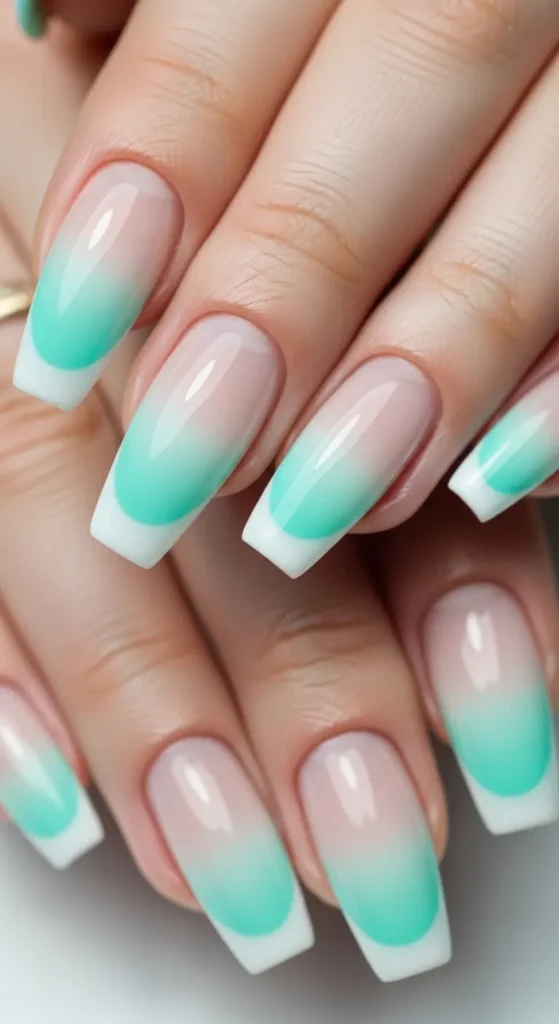 aqua ombre beach nail designs