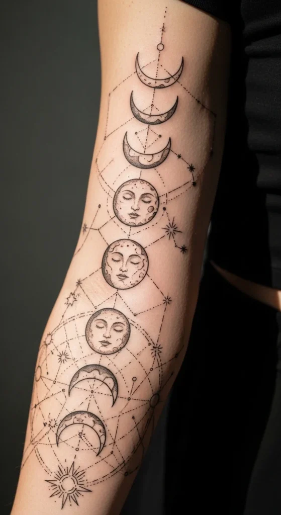 celestial sleeve tattoo women