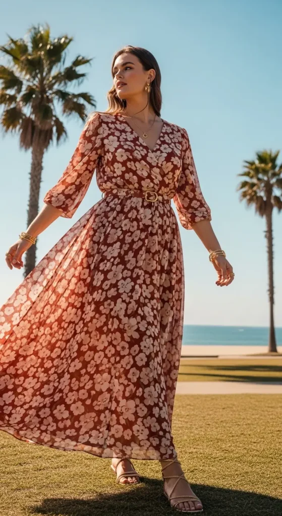 floral maxi dress spring break beach outfit