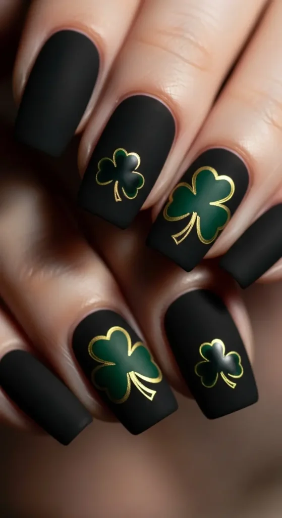 gothic green clover nails