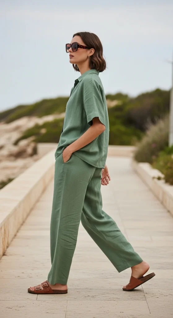 linen co-ord summer casual outfit