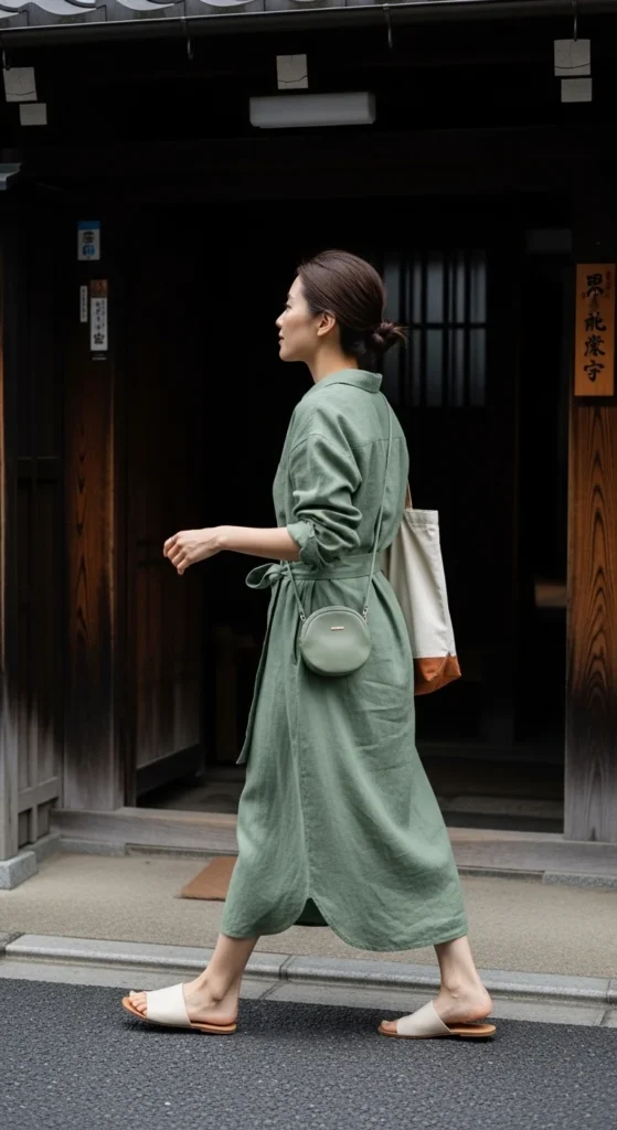 linen dress summer outfit Japan
