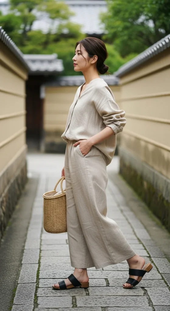 linen summer outfit Japan