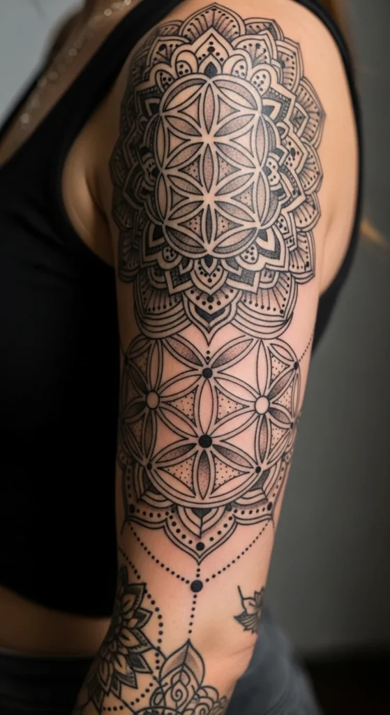 mandala sleeve tattoo women