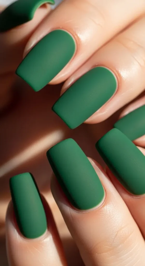 matte green square nails