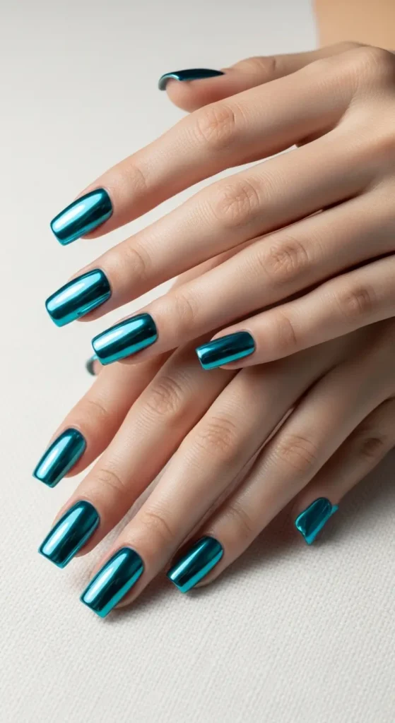ocean chrome summer nails
