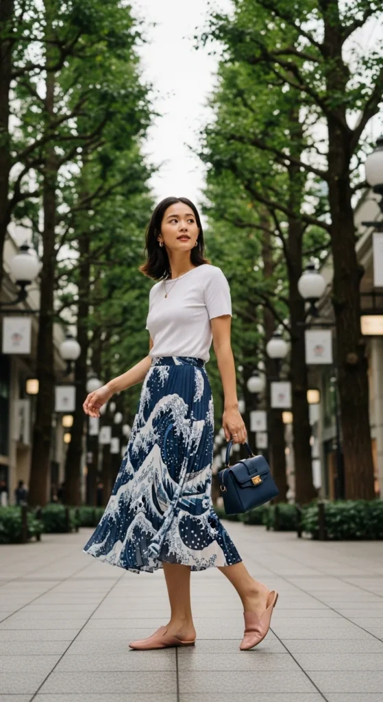 pleated skirt Japan summer style