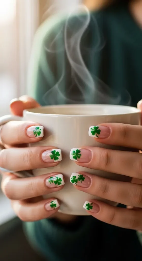 shamrock French tip nails