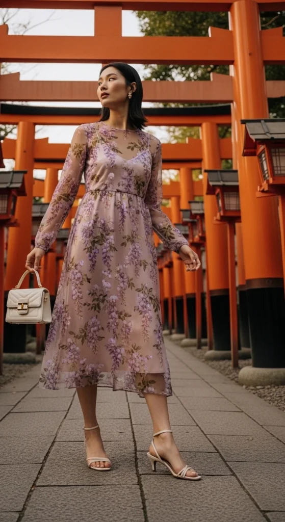 sheer floral midi Japan summer