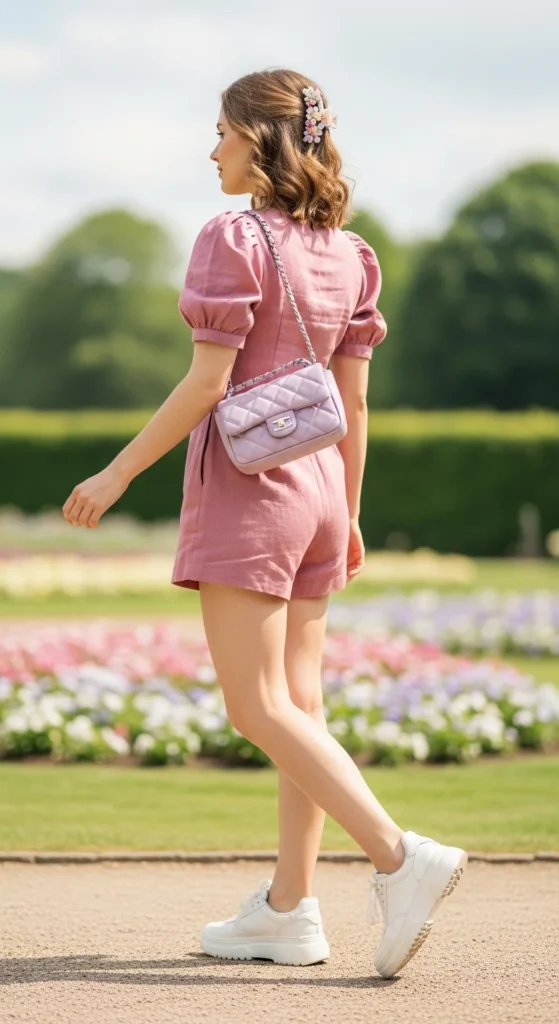 soft girl summer pink romper casual outfit