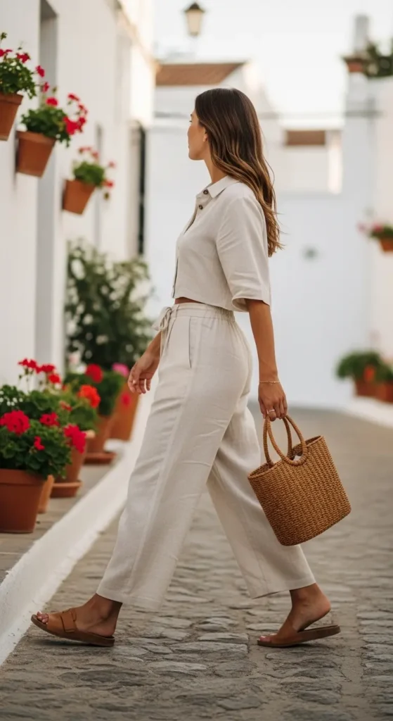 spring break street style linen co-ord